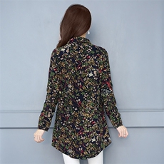 2025年冬季长袖直筒排多扣时尚百搭碎花加绒套头衬衫，女装衬衫，风姿绰