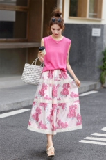 套装裙2025夏新款巨好看的韩系绝美漂亮小香风减龄无袖出游两件套，女装套装/套裙，奕薇雅