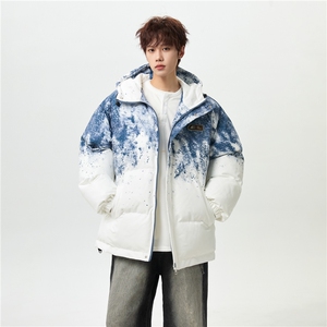 XZ-230-1MY705男模无影墙简约轻奢水墨涂鸦休闲连帽棉服P118控158图片