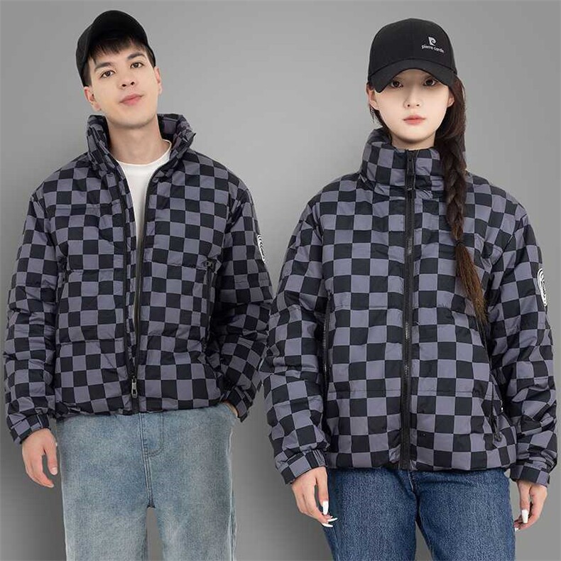 （带报告）90%白鸭绒羽绒服立领棋盘格子加厚外套DB06-P210,男装羽绒服,星座1210A