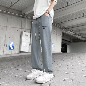 街头抽绳牛仔裤子男女2024新款直筒阔腿老爹裤高级垂感宽松2260