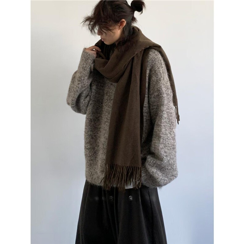 新款美式慵懒松弛感男女情侣毛衣冬季厚款套头圆领Z3203P54，男装针织衫/毛衣，星座1112-1