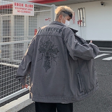 F119-P60春季潮牌宽松卡通印花夹克港风多口袋工装牛仔外套男，男装夹克，星座512-6