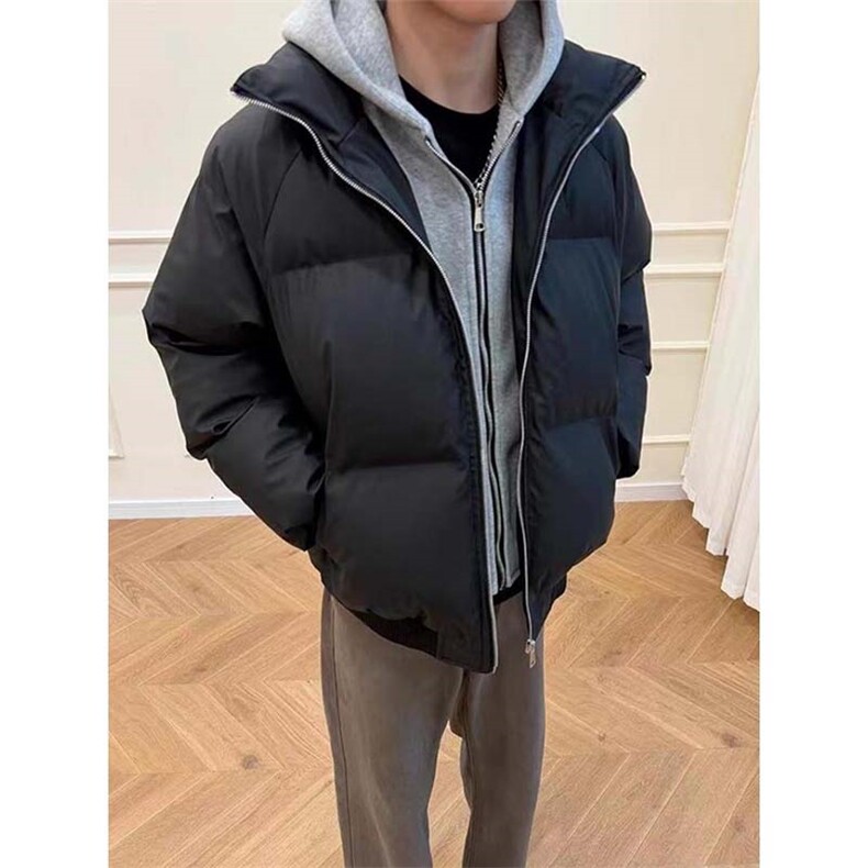 现货高品质重磅工艺美式高街假两件PU皮棉衣男女加厚棉服外套，男装棉衣，电商A486