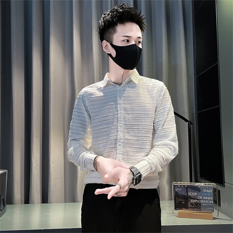 CS8909-P65控95春秋季时尚男花色男装寸衫2025新款痞帅内搭打底衬,男装衬衫,星座102A（原电商D309-1）