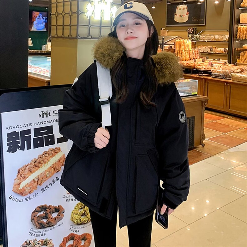 冬季棉服女款短款2025年新款派克服宽松连帽修身加厚工装外套,男装棉衣,星座506A