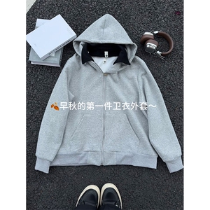 撞色搭配街头潮流休闲卫衣舒适自在慵懒风上衣外套HY808TP55控95图片