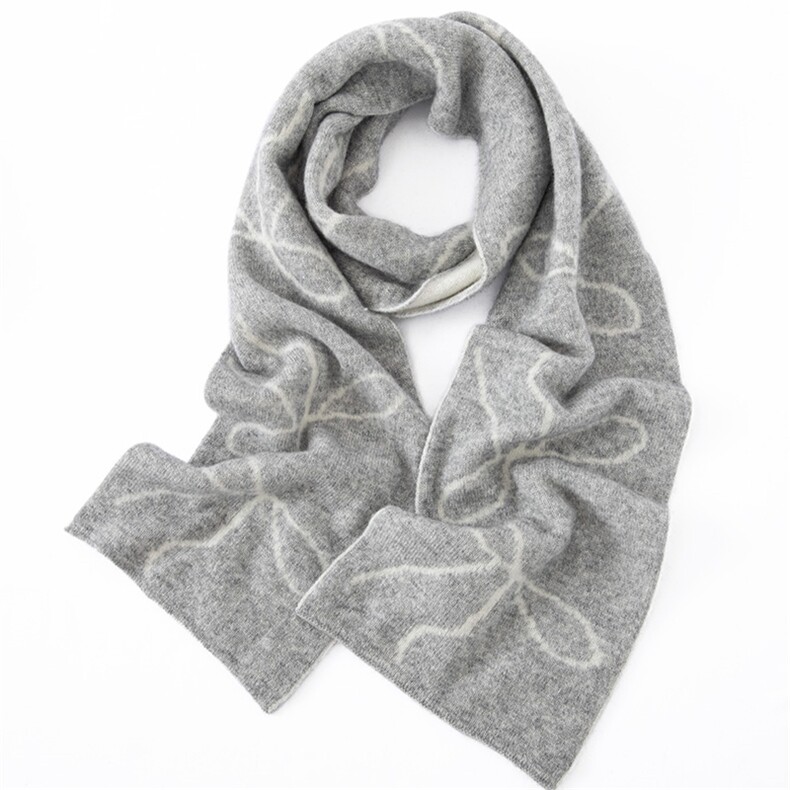 2025年秋季新款百搭女士蝴蝶结围巾长方形双股加厚保暖围巾，围巾，戎咖羊绒