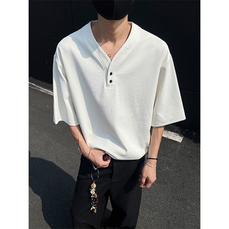 现货夏新男高品质大码宽松短袖T恤V领打底衫513DT3536P33，男装T恤，星座513