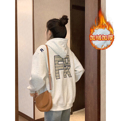 EE151-P75纯棉华棉秋冬加绒加厚2024潮刺绣设计感连帽保暖上衣，男装卫衣，星座911-3