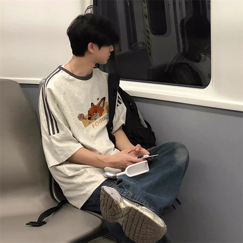 夏季美式高街重磅纯棉三条杠织带撞色男女短袖T恤ZD580-特P30,男装T恤,电商A486