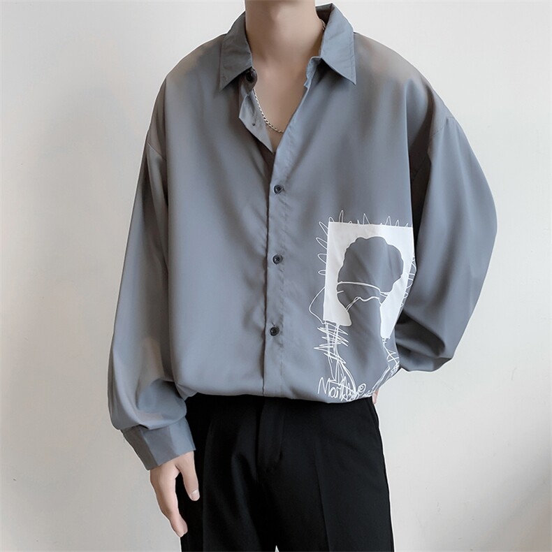 春季潮流百搭衬衣设计感港风上衣外套长袖衬衫男XZ212-QCS778-P26,男装衬衫,星座212-1