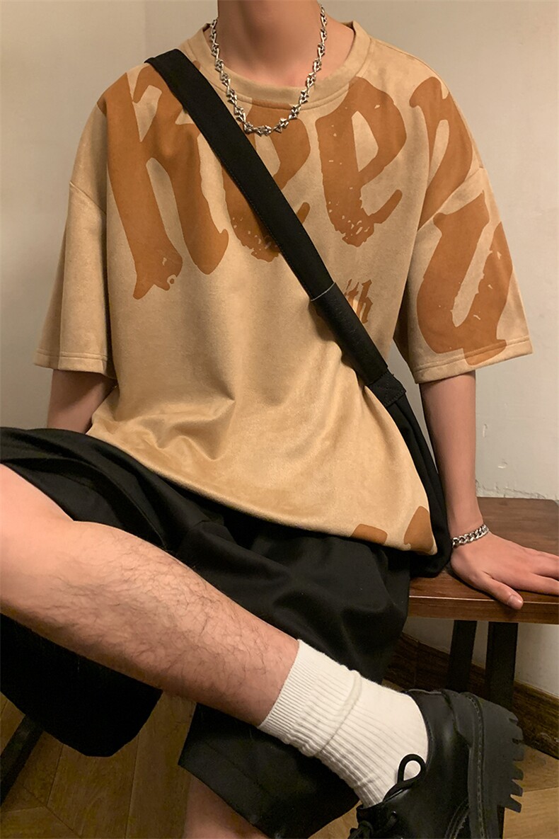 新款短袖男港风暖夏季T恤休闲百搭印花圆领T恤男上衣TC3137-P35,男装T恤,星座717