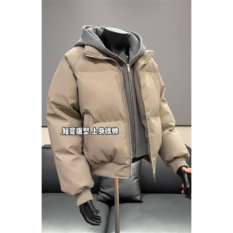 现货高品质重磅工艺美式高街假两件PU皮棉衣男女加厚棉服外套,男装棉衣,电商A486