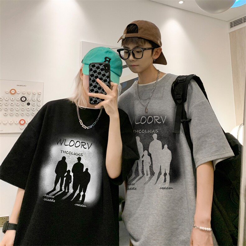 重磅！毛毯平铺体恤男潮牌上衣男中性华夫格短袖T恤男HT50-P25,男装T恤,电商B367