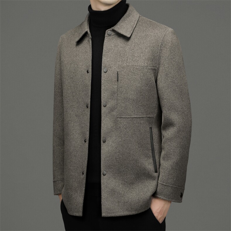 双面羊毛大衣男士冬季商务休闲外套中年男厚款羽绒内胆可脱卸上衣，男装毛呢大衣，电商B212（原钱塘6029）