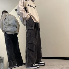 港风牛仔裤水洗美式阔腿休闲中性口袋潮流拖地男工装风G29/P48，男装牛仔裤，星座506