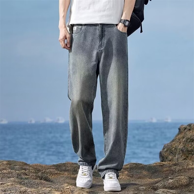 1506/Q6180/P45春秋季美式复古星空纹潮流帅气直筒宽松休闲长裤子,男装休闲裤,星座1506
