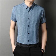 QLM88266男士2023年夏季薄款男式短袖衬衫休闲免烫修身P50，男装衬衫，电商B360