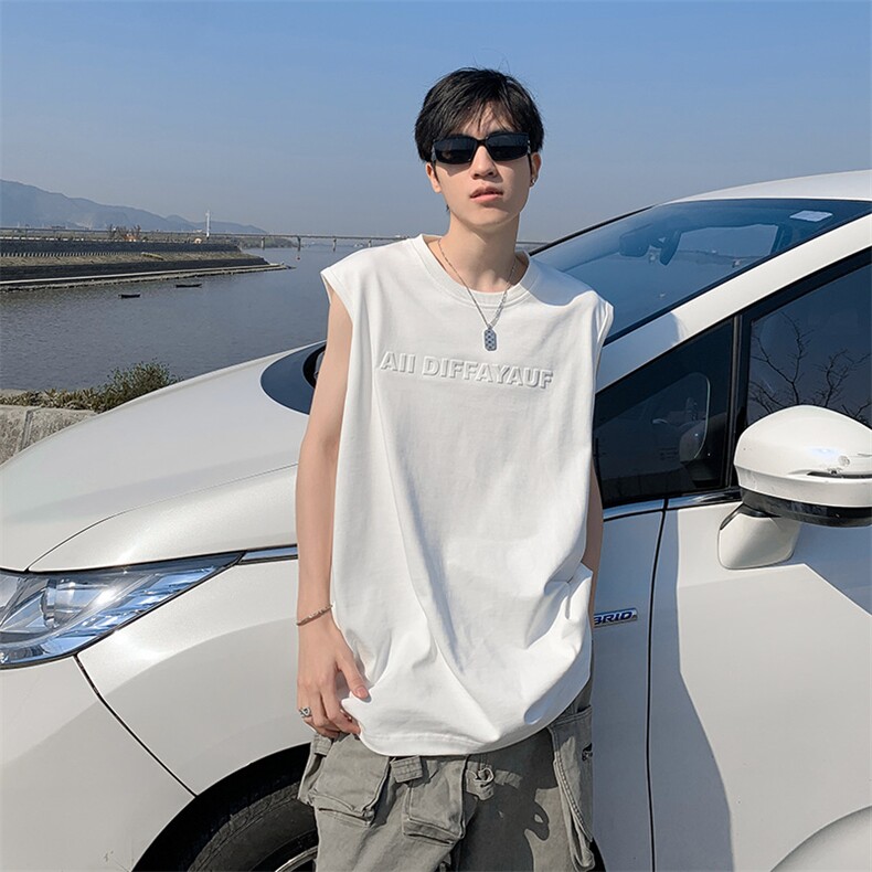 280克重磅100棉凹凸印工艺大码坎肩体恤 A436-1602-特P3249图片