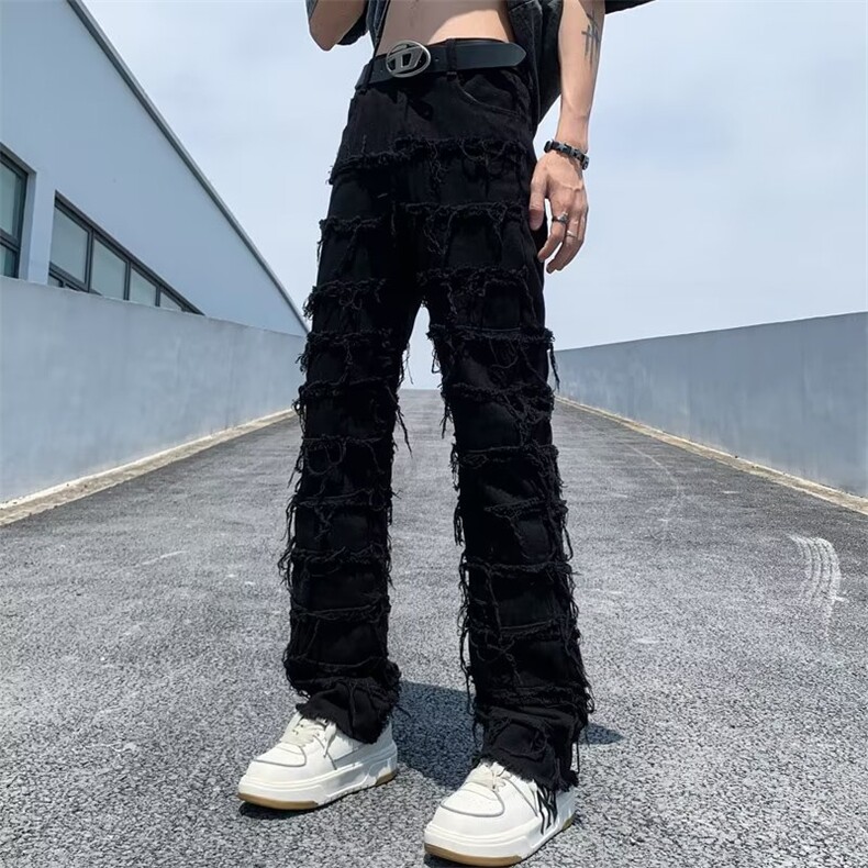 美式ins高街小众个性毛边弹力休闲牛仔裤KK5020-P50,男装牛仔裤,星座1109-3