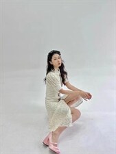 蕾丝泡泡袖连衣裙，女装连衣裙，HE