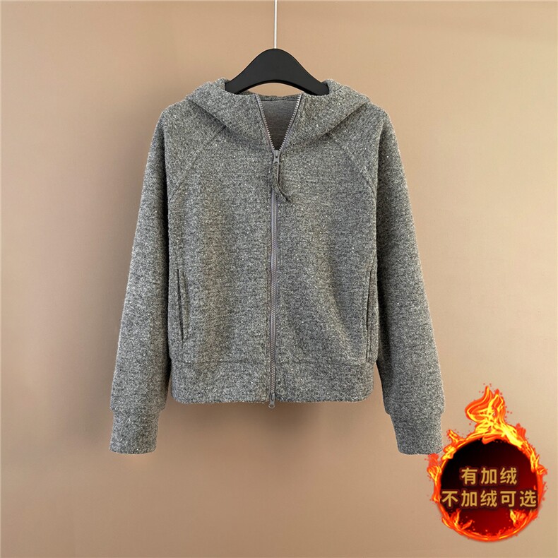 韩系气质休闲运动套装女秋冬新款拉链开衫连帽卫衣直筒长裤两件套,女装套装/套裙,江南