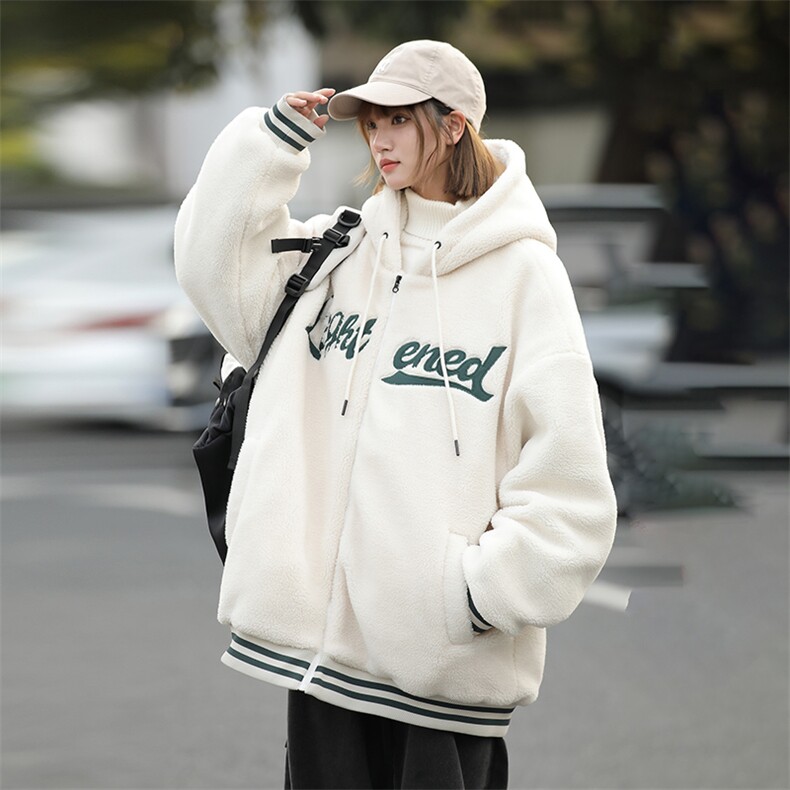 ！2024冬新款男士羊羔毛字母棉衣纯色保暖棉服外套A409-1，男装棉衣，电商A409-1