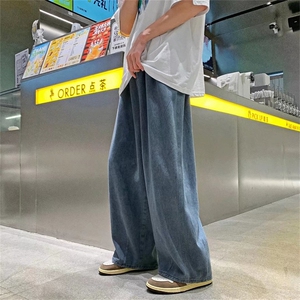 日系潮牌直筒宽松休闲九分裤夏季薄款高街阔腿牛仔裤男 K7113-P40图片