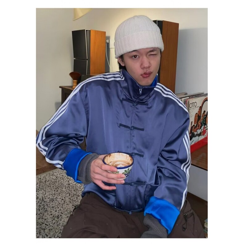 风秋款男女夹克衫拼色三条杠盘扣新中式中山装外套jk0043P60,男装夹克,星座1013-1