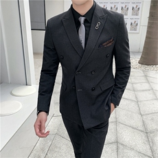 秋冬新款男士刺绣英伦西服套装双排扣西装两件套A470-TZ28，男装西服套装，电商A207