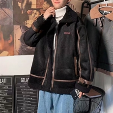 新款棉衣男秋冬季翻领羊羔绒棉服外套情侣加厚夹克潮LY466-P89，男装棉衣，星座1008
