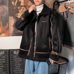 新款棉衣男秋冬季翻领羊羔绒棉服外套情侣加厚夹克潮LY466-P89图片