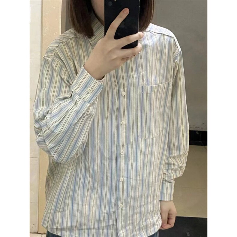 衬衫女复古美式秋季设计感小众长袖上衣春秋韩版宽松衬衣外套,男装衬衫,星座506A