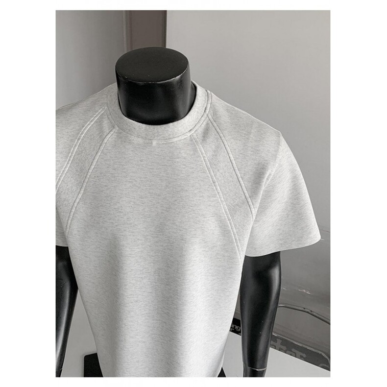 抖音得物高品质二开270G重磅美式高街曼巴棉螺纹拼接短袖T恤，男装T恤，电商A486