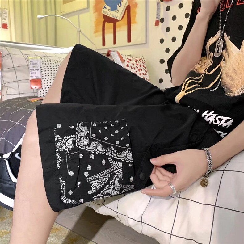 2023夏季直筒腰果花运动短裤男潮牌街头DK896P26,男装休闲裤,星座1116-2