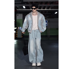 2026春款潮流牛仔拼接连帽夹克套装男W366-P153K366-P92(网图），男装夹克，电商B267