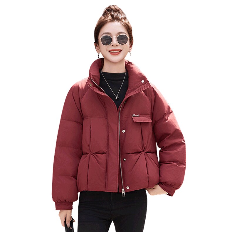 现货时尚短款羽绒服女2025冬季新款加厚立领保暖90白鸭绒外套,女装羽绒服,姿衣坊
