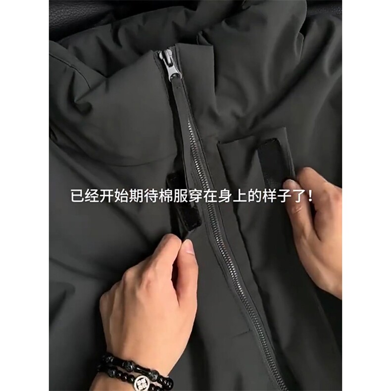 现货美式高街休闲夹克冬季立领纯色三防户外工装加厚棉服外套,男装夹克,电商A486