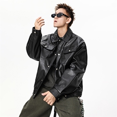 PU皮衣外套男生2025秋季高级感痞帅夹克短款翻领机车服Q5553-P75，男装夹克，星座610（原A335）