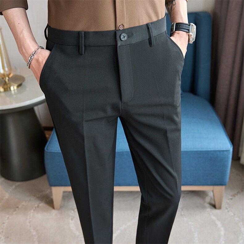 266-P55男士春夏四季款九分裤色织面料基础款三色28-38码，男装西裤，电商A211