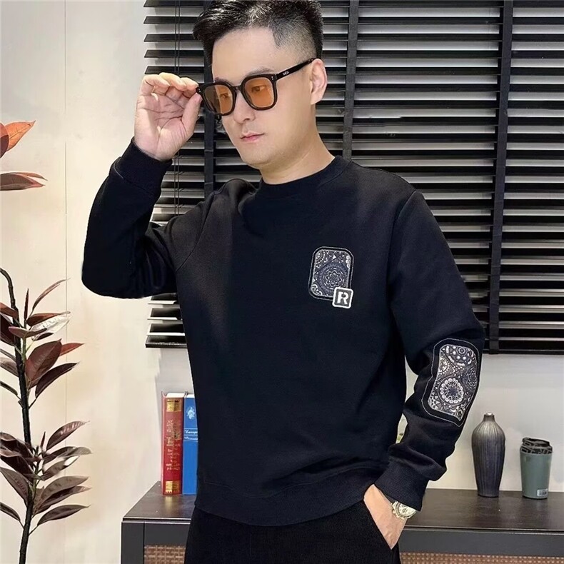 圆领卫衣男士春秋季2025新款潮牌长袖T恤男装上衣薄款百搭打底衫，男装T恤，星座506A