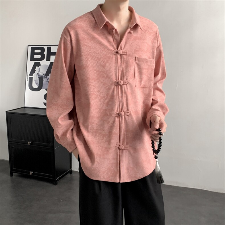 2025秋冬新款灯芯绒清明上河图新中式盘扣唐装汉服2535-P60,男装民族服装,电商A057