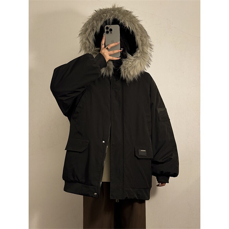 冬季宽松/连帽大毛领休闲外套潮加厚棉衣XZ102B-1M2591-P135,男装棉衣,星座102B-1