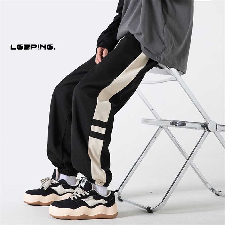 K011P45无影墙2024秋季学生华夫格直筒休闲裤宽松束脚卫裤，男装休闲裤，电商A026-1