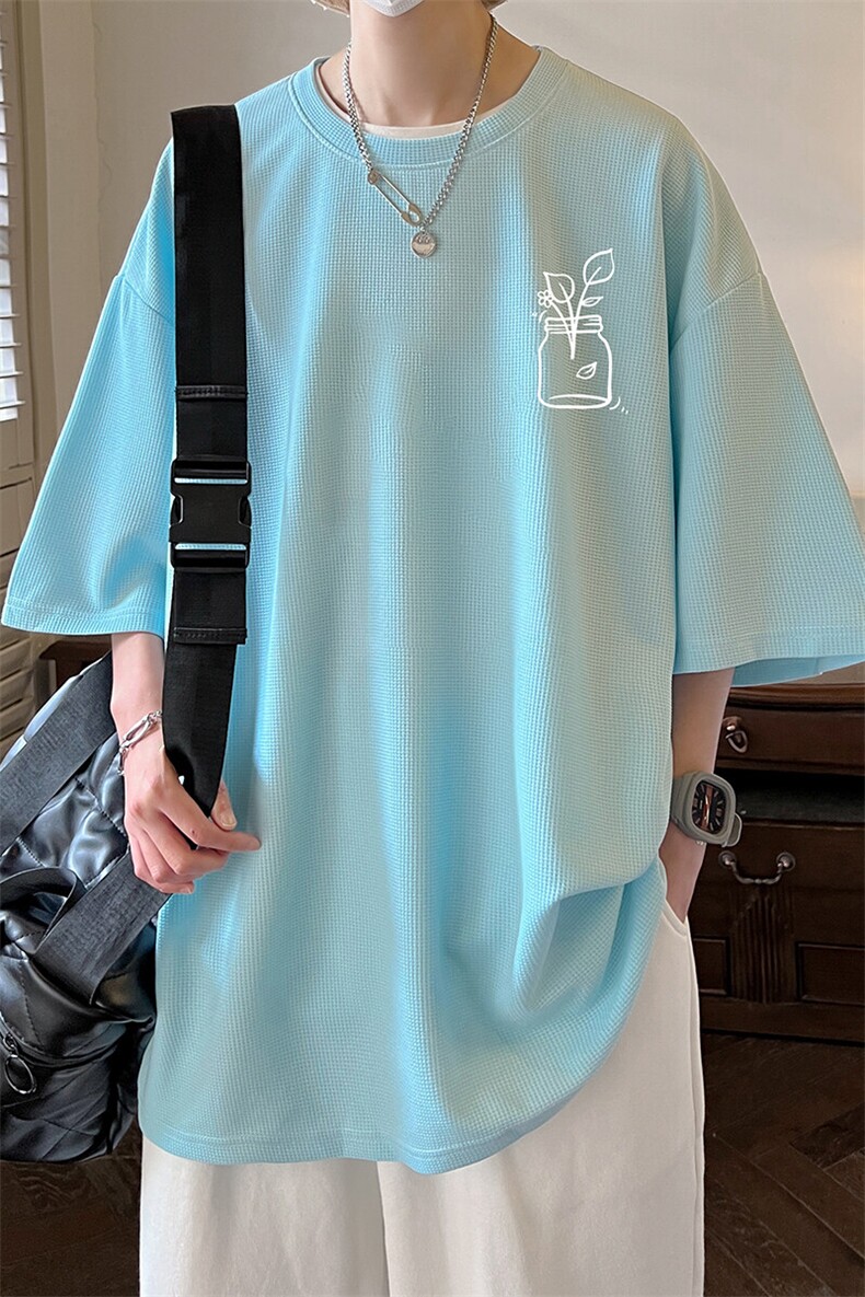 华夫格t恤男短袖男大码五分袖大皂风HT73430-P22,男装T恤,电商A040