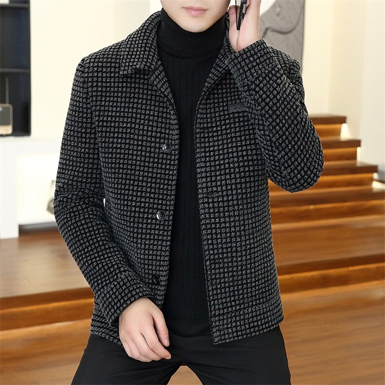 秋冬新款男士毛呢大衣短款翻领夹克外套上衣D19P145控238，男装毛呢大衣，电商B226