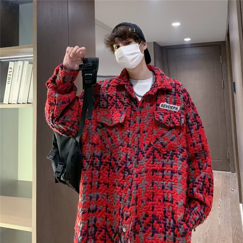 小香风格子衬衫男秋季2023新款高级感长袖外套J8079P70,男装夹克,星座1116-2