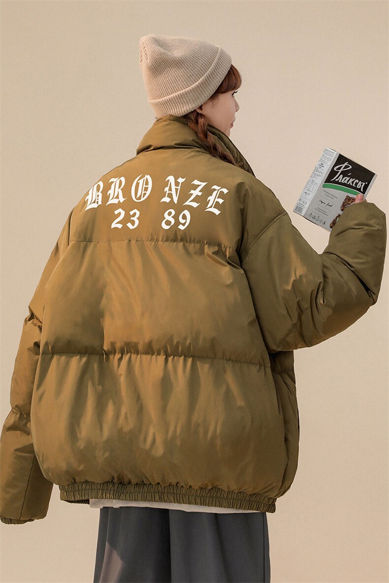 白鸭绒22冬季新款潮字母印花百搭立领羽绒服YR215P195控258,男装羽绒服,A247A
