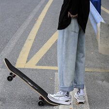 牛仔裤男直筒宽松潮流百搭坠感阔腿九分长裤子浅色老爹裤927，男装牛仔裤，星座1008
